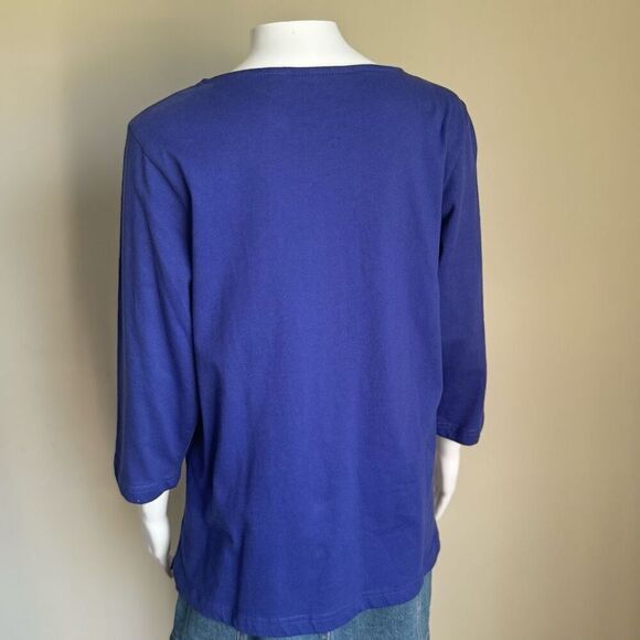 Bob Mackie Embroidered Feathers And Beads Purple Top - Picture 4 of 8